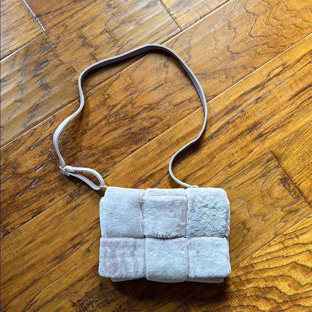 Lavender Anthropologie Faux Fur Crossbody Bag